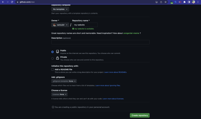 creating a new git repository
