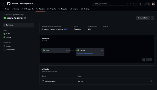 hugo workflow run